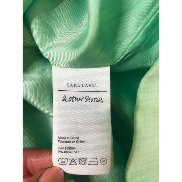 & OTHER STORIES Mint Green Belted Tailored Overlap Mini Skirt US 4 - Picture 14 of 15